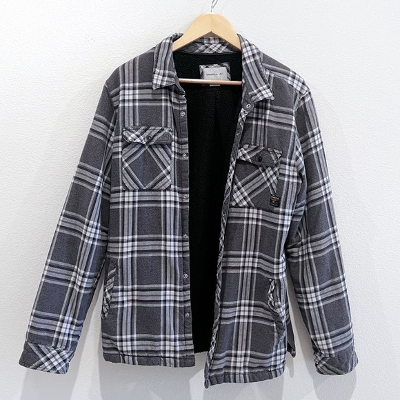 O'Neill Other - Oneill Fleece Lined Flannel Jacket  Shacket Snap Up Button Size M
